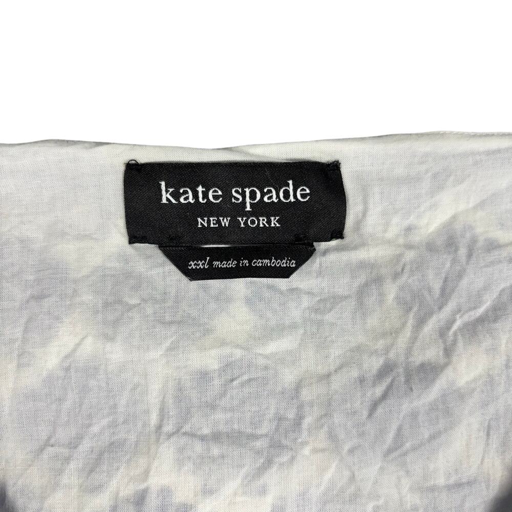 Kate Spade New York XXL Blue White Shell Print Smocked Midi Dress Cotton Pockets - Picture 7 of 11
